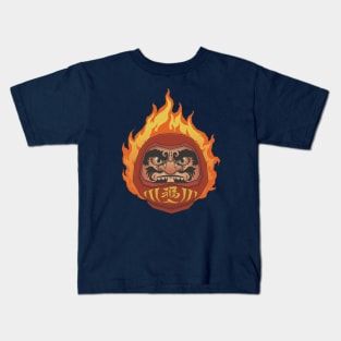 Japanese Traditional Daruma Doll Burning Daruma Kids T-Shirt